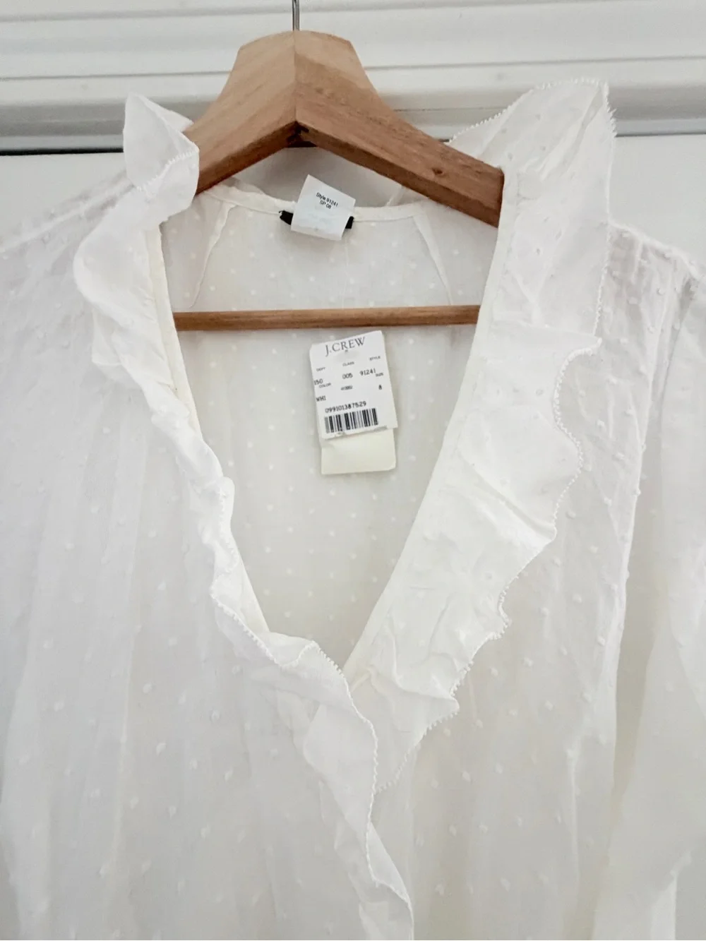 J. Crew 100% Cotton White Swiss Dot Lined Wrap Midi Dress. NWT. Sz 8